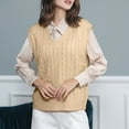thumbnail image 3 of WNEGSTG Ladies' Solid Color Knit Vest V Neck Vest Sweater Sleeveless Pullover Yellow, 3 of 5