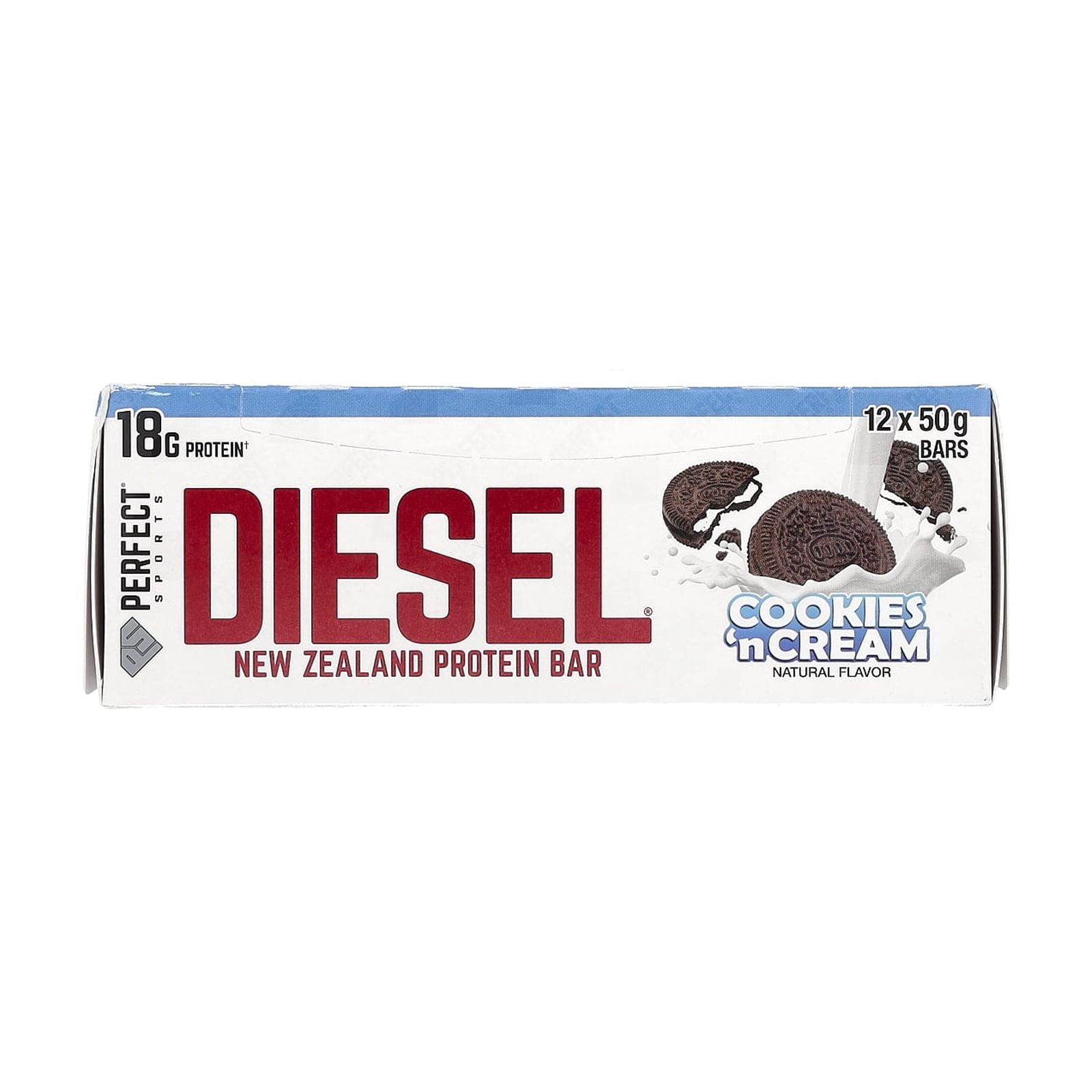 PERFECT Sports Diesel, New Zealand Protein Bar, Cookies'n Cream, 12 Bars, 50 g Each