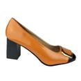 thumbnail image 5 of Ferwind Women's Slip-on Pumps Chunky Heels Goldtone Buckle Adult Orange  7, 5 of 6