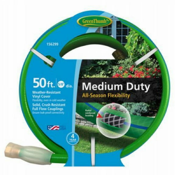 Green Thumb GTAW5850 All-Weather 5/8" Inch x 50' Foot Medium-Duty Garden Hose - Quantity of 1