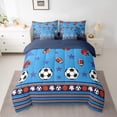 thumbnail image 2 of 7 Piece Football Bed in a Bag Twin Size Sports Bedding Sets Teen Stars Striped Basketball Soccer Bowling Comforter Set with Sheets Football Game Bed Set American Football Sheets, 2 of 5