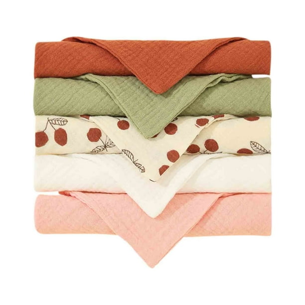 Teissuly 5-pieces Baby Cotton Gauze Bib Set, Printed Baby Bib Set Teissuly WER202312022252