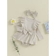 thumbnail image 4 of Musuos Newborn Girl Outfit, 3 6 9 12 18M Long Sleeve Crew Neck Bow A-line Romper Dress with Headband Clothes, 4 of 10