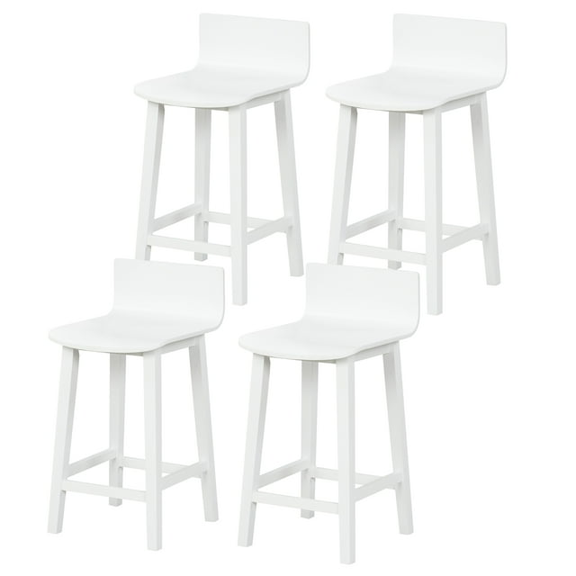 Gymax 4PCS kitchen bar stools counter height bar stools mid century bar chairs White