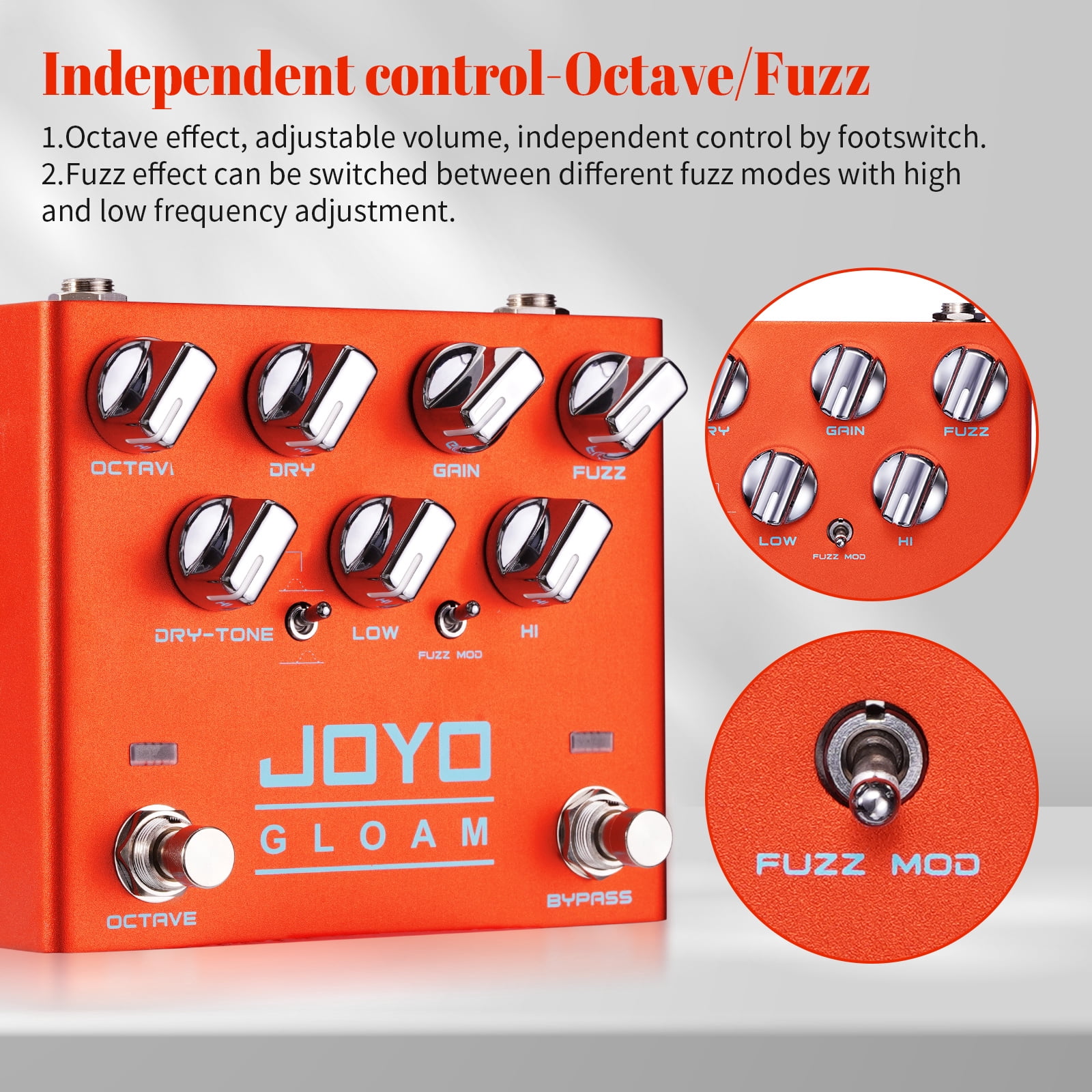 JOYO R-29 Bass Tone Octave FUZZ Effects Pedal with Dry Wet Mixer Control Sync Mode