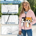 thumbnail image 6 of chaqlin Cartoon Cat Zip up Hoodies for Girls 6-7 Years Old Winter Long Sleeve Zipper Sweatshirt Casual Hooded Jacket Kids Pullover Top with Pocket, 6 of 7