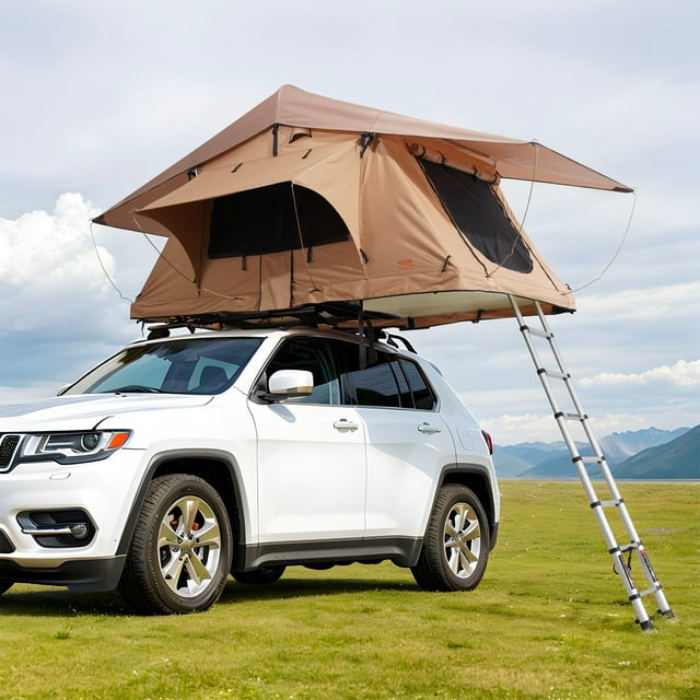 VEVOR Tente de Toit à Coque Rigide 2-3 Personnes Imperméable pour Jeep VUS Camion avec Échelle