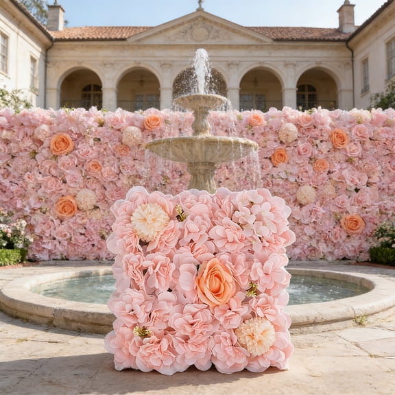 Blush Pink Artificial Flower Wall Panel 13 X 13 Inch Splicable Fake Floral Panels For Wedding Backdrop Party Photo Background And Indoor Home Wall Decoration