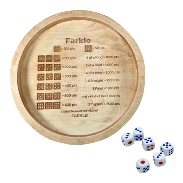 Oferta por tiempo limitado!Juego de dados clásico Farkle con bandeja, bandeja de dados de madera para juego de dados clásico Farkle, bandeja de dados para rodar para juegos de viaje de fiesta familia