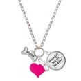 thumbnail image 1 of Delight Jewelry Silvertone Mini ''Rescue'' Dog Bone - Hot Pink Heart Nurse Strong Zoe Necklace, 1 of 4