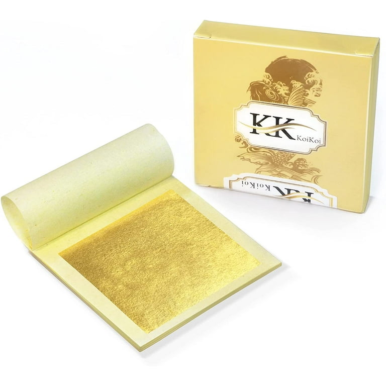 KoiKoi 24K Edible Gold Leaf Foil Sheets and Genuine Silver Leaf Foil Set  for Makeup, Spa, Crafts, Gilding, Art, Bakery and Drink, Cake Baking 