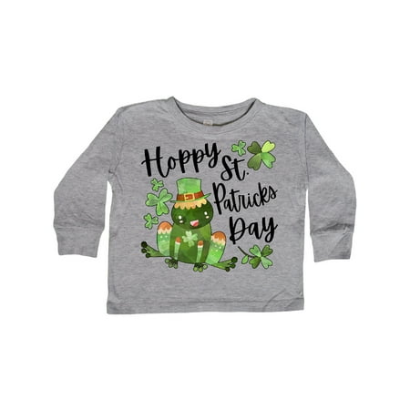 

Inktastic Hoppy St. Patrick s Day Cute Frog with Clover Gift Toddler Boy or Toddler Girl Long Sleeve T-Shirt