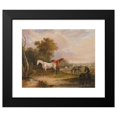 thumbnail image 2 of Francis Calcraft Turner 14x12 Black Modern Framed Museum Art Print Titled - Horses Grazing; a Grey Stallion Grazing with Mares in a Meadow (1830), 2 of 5