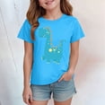thumbnail image 2 of kpoplk Girls/Kids/Toddlers Crew Neck Cotton T-Shirts Short Sleeve Summer Basic Top(Sky Blue,7-8 Y), 2 of 4
