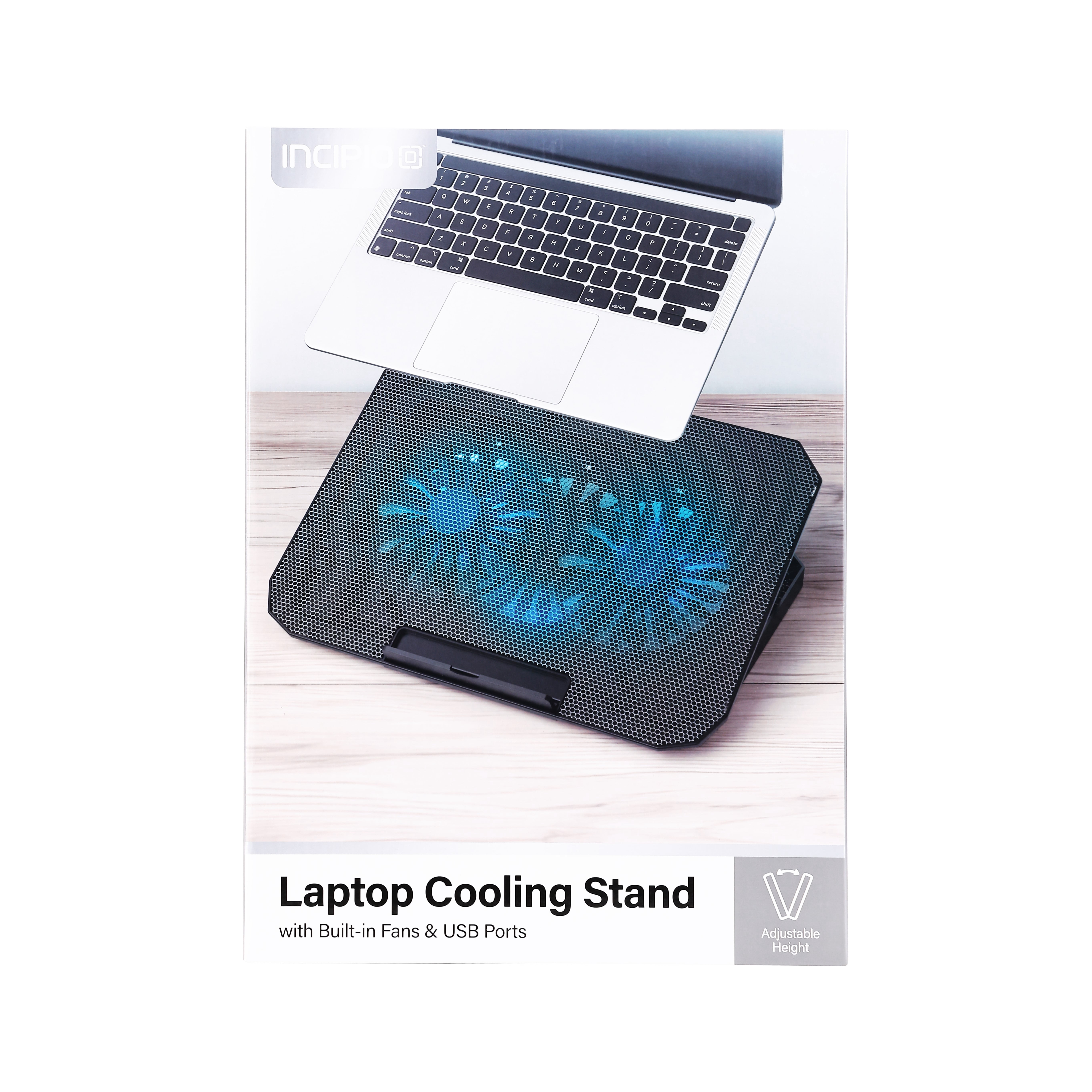 Incipio Laptop Cooling Pad with Dual Fans & USB Ports, Adjustable Ergonomic Laptop Stand with Cooling Mesh, Foldable Notebook Cooler for 10–17” Laptops, Gaming & Office Use