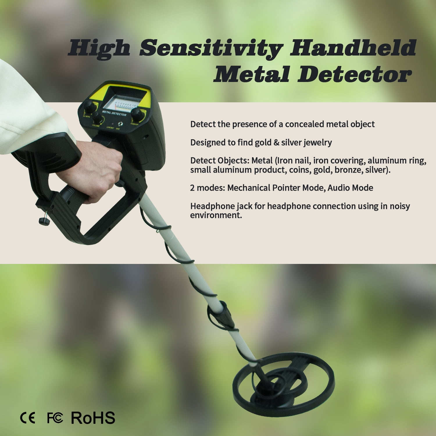 JUANGU Metal Detector Kit, Professional Gold Detector for Beach Outdoor Treasure Hunting, Gift for Boys Girls