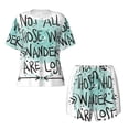 thumbnail image 4 of Lsque Not All Who Wander Are Lost1 Women's Short-Sleeved Pajama Set - 2 Piece Soft and Lightweight Sleepwear Set-X-Large, 4 of 9