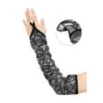 thumbnail image 3 of INSPIRE CHIC Women's Fingerless Gloves Scale Printed Elbow Long Arm Warmers Cosplay with Finger Loop One Size Silver, 3 of 6