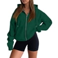 thumbnail image 2 of Nestiefly Women's Zip Up Y2K Hoodies 2026 Fall Fashion Long Sleeve Hooded Sweatshirts Casual Jacket Winter Clothes Green M, 2 of 5