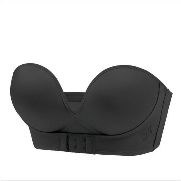 Women Strapless Bra Padded Push Up Bra Sexy Solid Wireless Lingerie  Invisible Brassiere with Adjustable Front Closure Bra