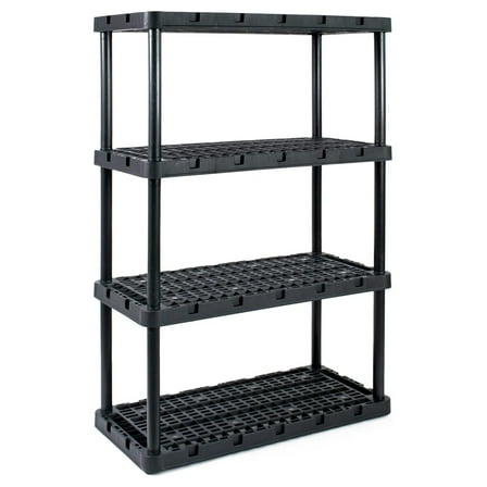 4 Shelf Fixed Height Ventilated Heavy Duty Storage Unit 18 x 36 x 54.5" Organizer System for Home, Garage, Basement, & Laundry, Black 1 Pack