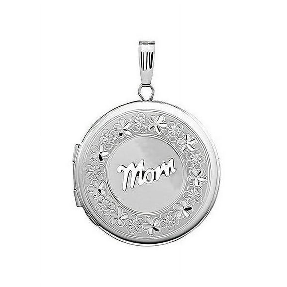 Sterling Silver Round "Mom" Engraved Locket - Approx. 1 Inch X 1 Inch - Sterling Silver
