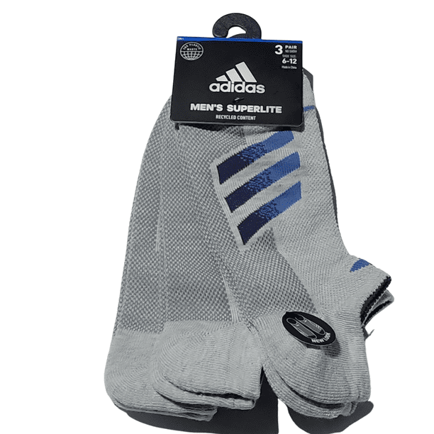 Adidas Mens Socks No Show Size 6-12 Gray Superlite 3 Pairs - Walmart.com