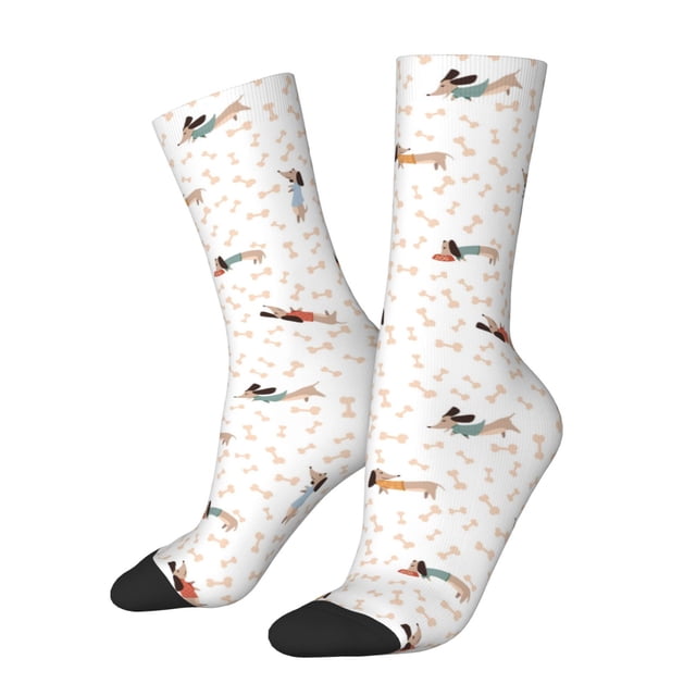 Fotbe Dachshund Dog Puppy Calcetas Largas con Estampado para Hombre y Mujer – Calcetas de Compresión Transpirables y Elásticas, Viajar y Uso Diario Talla 5-11