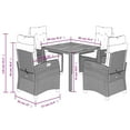 thumbnail image 4 of vidaXL 5 Piece Garden Dining Set with Cushions Black Poly Rattan, 4 of 6