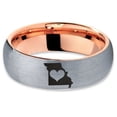 thumbnail image 2 of Tungsten Missouri Show Me State Heart Band Ring 7mm Men Women Comfort Fit 18k Rose Gold Dome Brushed Gray Polished, 2 of 4