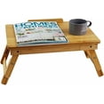 thumbnail image 5 of Bamboo Laptop Desk with Folding Legs Tilting Surface Workstation Table Adjustable Laptop Stand Bed Tray for tv Sofa Study Computer Ipad Book (Natural), 5 of 7