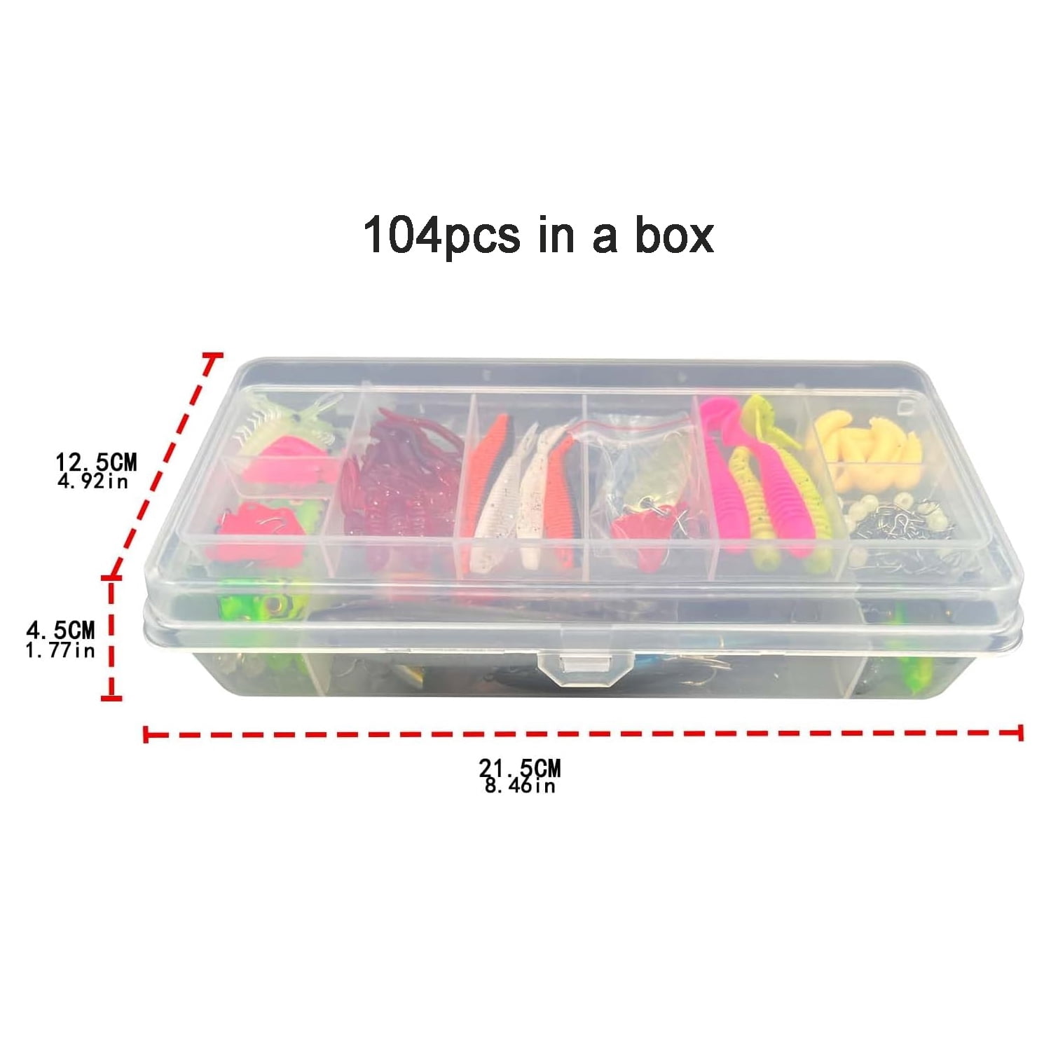 104PCS Fishing Lures Kit Tackle Bait Set with Box Tackle Included Fishing Gear and Equipment, Fishing Hooks, Fishing Tackle Box, Fishing Accessories Kit for Freshwater and Saltwater