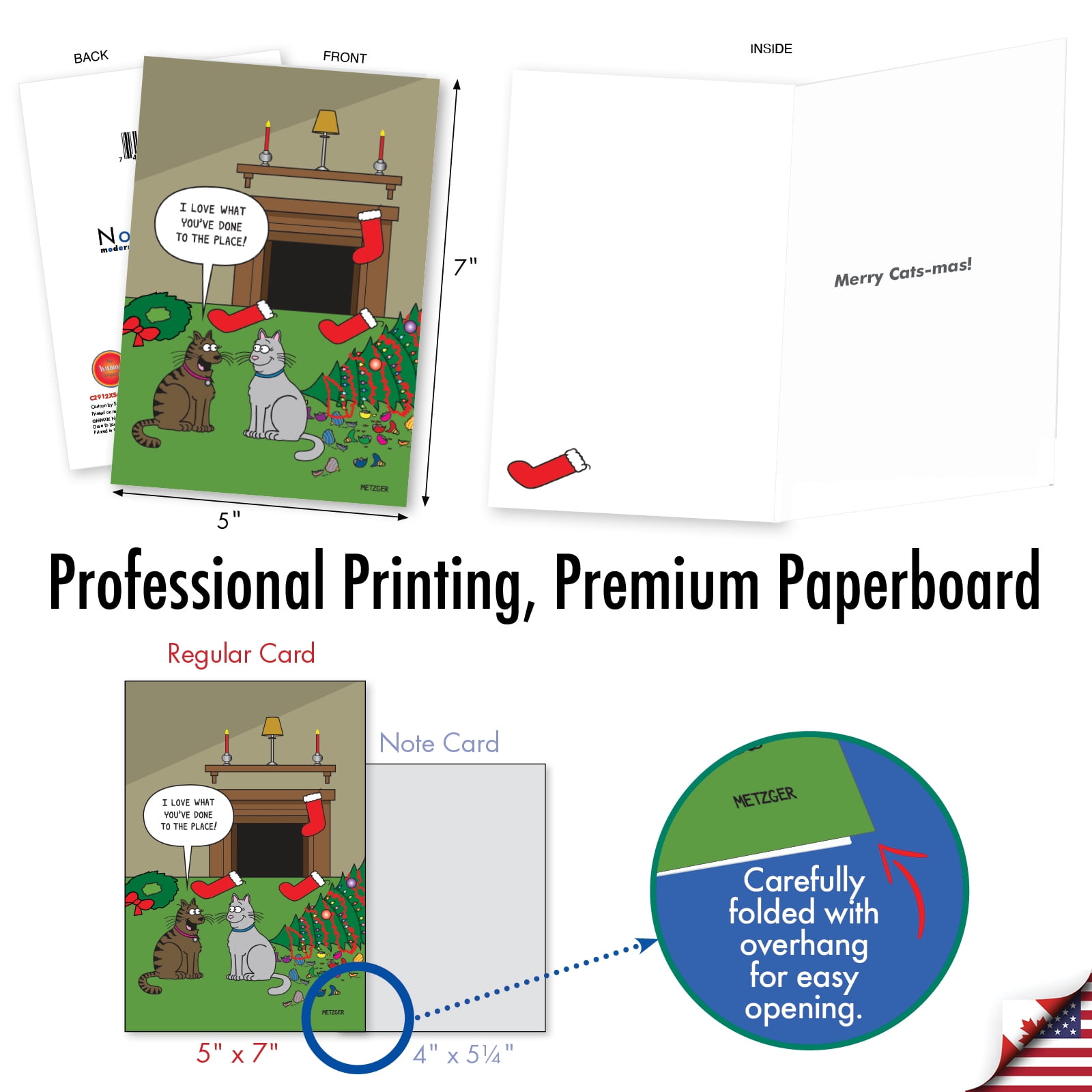 NobleWorks 20 Assorted set Funny Christmas Greeting Cards w/5 x 7 Inch Envelopes (20 Designs, 1 Each) Merry Toons AC3485XSG-B1x20