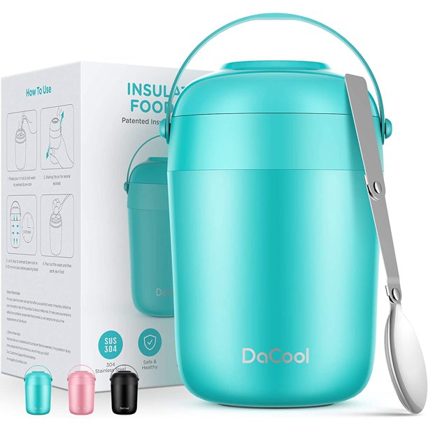 DaCool Insulated Lunch Container Kids Hot Food Jar 16 oz with Handle