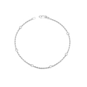 LeCalla 925 Sterling Silver Venetian Rope Chain Anklets for Female, Basic Link Chain Ball Beaded Anklets, Summer Beach Jewelry 10" Inch