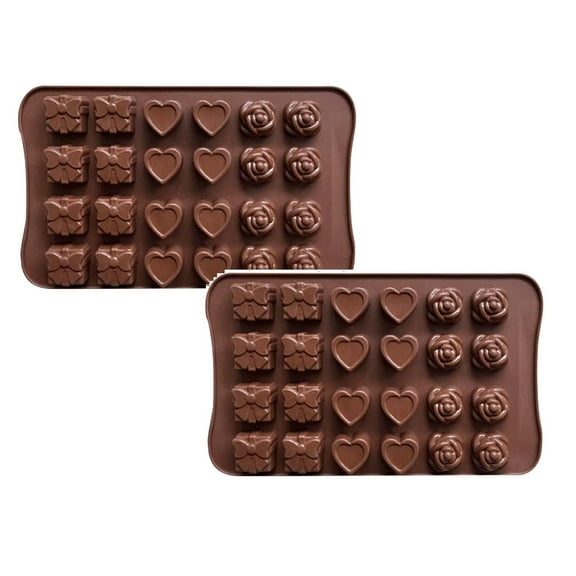 Floral Chocolate Candy Molds - Rose & Bow Heart-Shaped Silicone Molds for Wedding Favors, Holidays & Special Occasion Treats