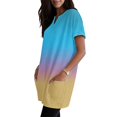 thumbnail image 5 of Duoif Women's Casual V Neck Short Sleeve Dress Loose Fit T Shirt Dress with Pockets Sky Blue M, 5 of 9