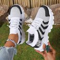 thumbnail image 4 of Womens Platform Sneakers Color Block Knit Mesh Lace up Tennis Shoes Comfortable Arch Support Cushioning Running Shoes Black Size 5.5, 4 of 6