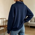 thumbnail image 4 of ZVAVZ Quarter Zip Sweatshirt for Women Lightweight Plus Size Long Sleeve Sweatshirts Fall Winter Fashion Comfy Mock Neck Pullovers Navy S, 4 of 4