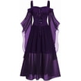 thumbnail image 1 of Venta de disfraces Vestido vintage de Halloween para mujer, gótico, con mangas de mariposa, corsé de talla grande, hombros descubiertos, con cordones, vestido medieval para fiesta de graduación, 1 of 5