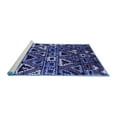 thumbnail image 2 of Ahgly Company Machine Washable Indoor Round Solid Blue Modern Area Rugs, 4' Round, 2 of 4
