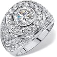 thumbnail image 3 of Forever Jewels 4CT Round Cut Moissanite Cluster Men's Engagement Ring White Gold Plated, 3 of 4