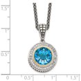 thumbnail image 3 of 14K/Silver Two-Tone Sterling Silver With 14K Swiss Blue Topaz & Diamond Necklace Made In Thailand qtc52, 3 of 5