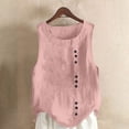 thumbnail image 1 of Womens Tank Tops, Womens Tank Top, Womens Solid Color Tank Top with Round Neck Faux Cotton and Linen Button Design and A Sense of Top with Round Neck Tank Tops, 1 of 4