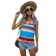 thumbnail image 4 of ABPHQTO Camiseta sin mangas informal con rayas de colores geométricos aztecas para mujer, 4 of 5