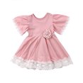 thumbnail image 1 of Vestido Para NiñAs Encaje Princesa Manga Corta Acampanada Cuello Redondo Vestido De Flores XBTCLXEBCO Rosado;4-5 Años, 1 of 5