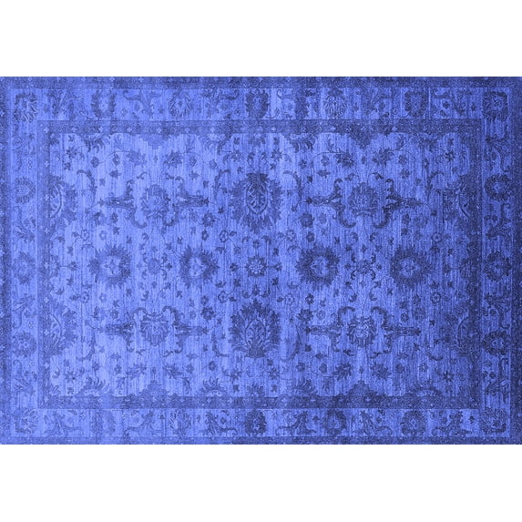 Ahgly Company Indoor Rectangle Oriental Blue Industrial Area Rugs, 7' x 10'