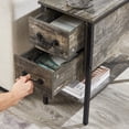 thumbnail image 6 of VECELO Nightstand with Charging Station, Tall End/Side Table with 2-Drawer and Storage Shelf, 2 USB Port & 2 Power Outlets, Oak Gray, 6 of 8