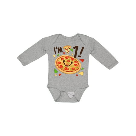 

Inktastic Im One! Pizza Birthday Party Gift Baby Boy or Baby Girl Long Sleeve Bodysuit