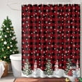 thumbnail image 4 of Shower Curtain 48"W x 72"L Christmas Snowman Xmas Trees Black Fabric Shower Curtains Set with Hooks Water Repellent Bathroom Curtains Machine Washable Bathroom Accessories, 4 of 9
